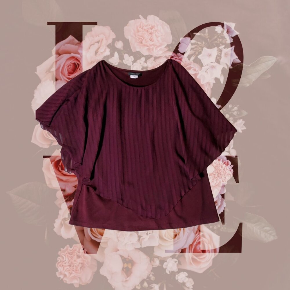 Theo & b burgundy tank with silky/swingy over layer, size XL